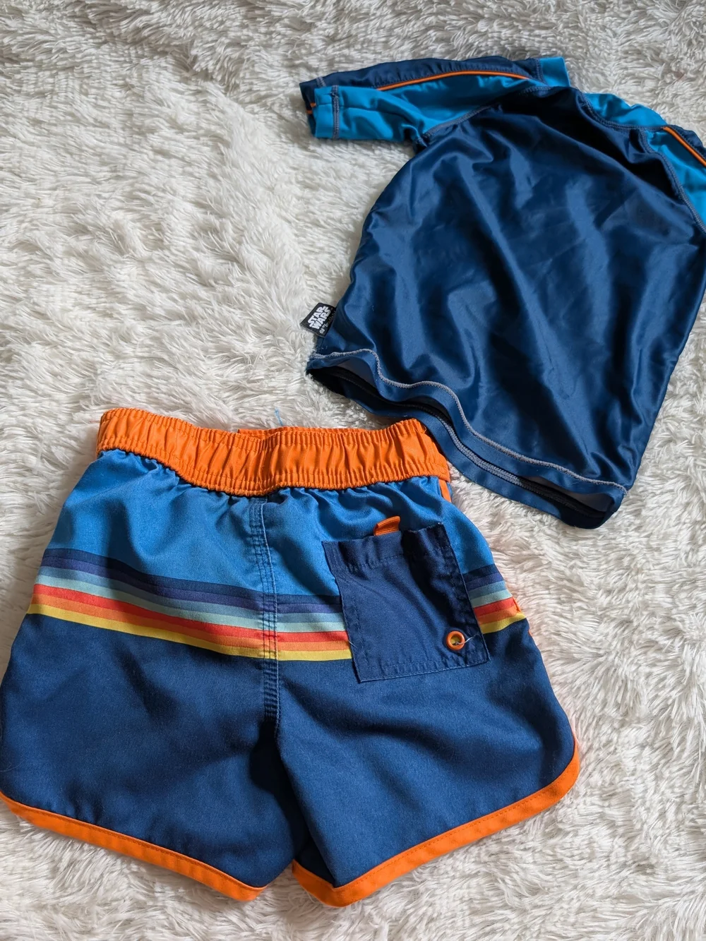 Disney Star Wars Darth Vader Bright Orange And Blue Toddler Swim Set Size 2T